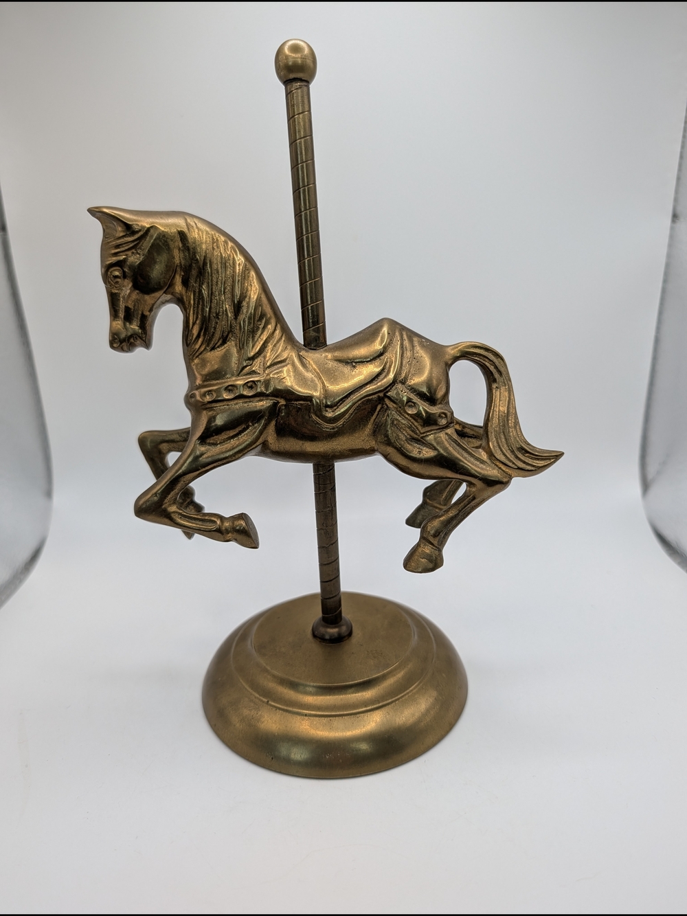 Vintage Solid Brass Patina Carousel Horse 8" Tall 1.5 lbs